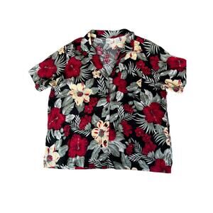 Erika Vintage 80s Women's Hawaiian Shirt Colorful Floral Size XL